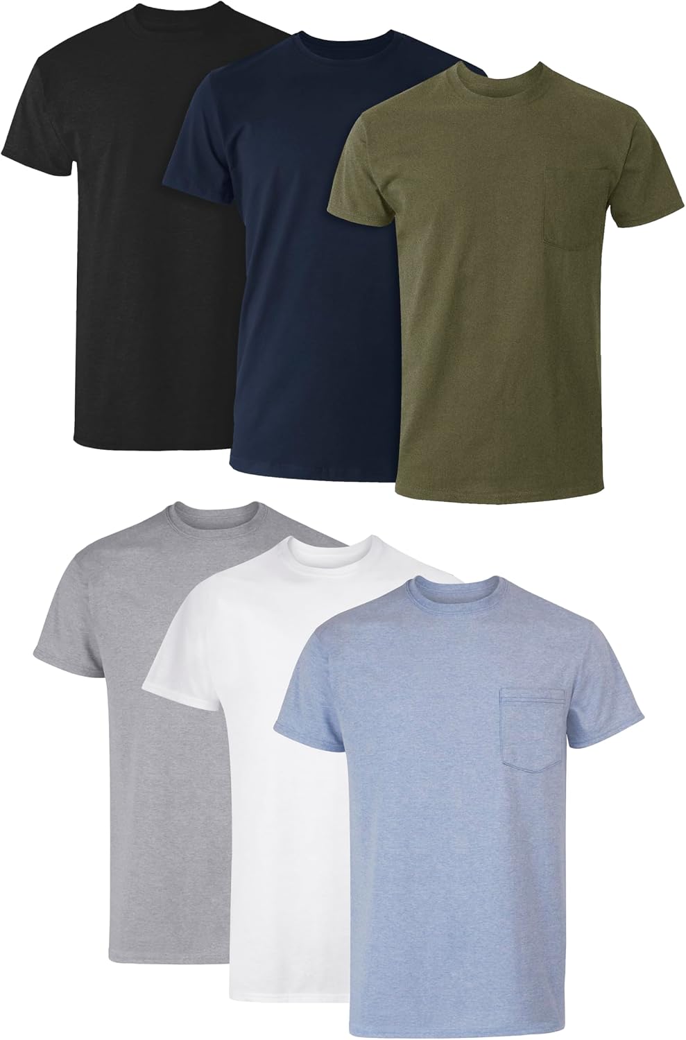 Hanes Men's Pocket T-Shirt Undershirts 6-Pack, Cotton Tees | Cool, breathable, & stay-tucked Cotton Pocket T-Shirt 6-pack for men with odor protection and Cool Comfort moisture wicking.