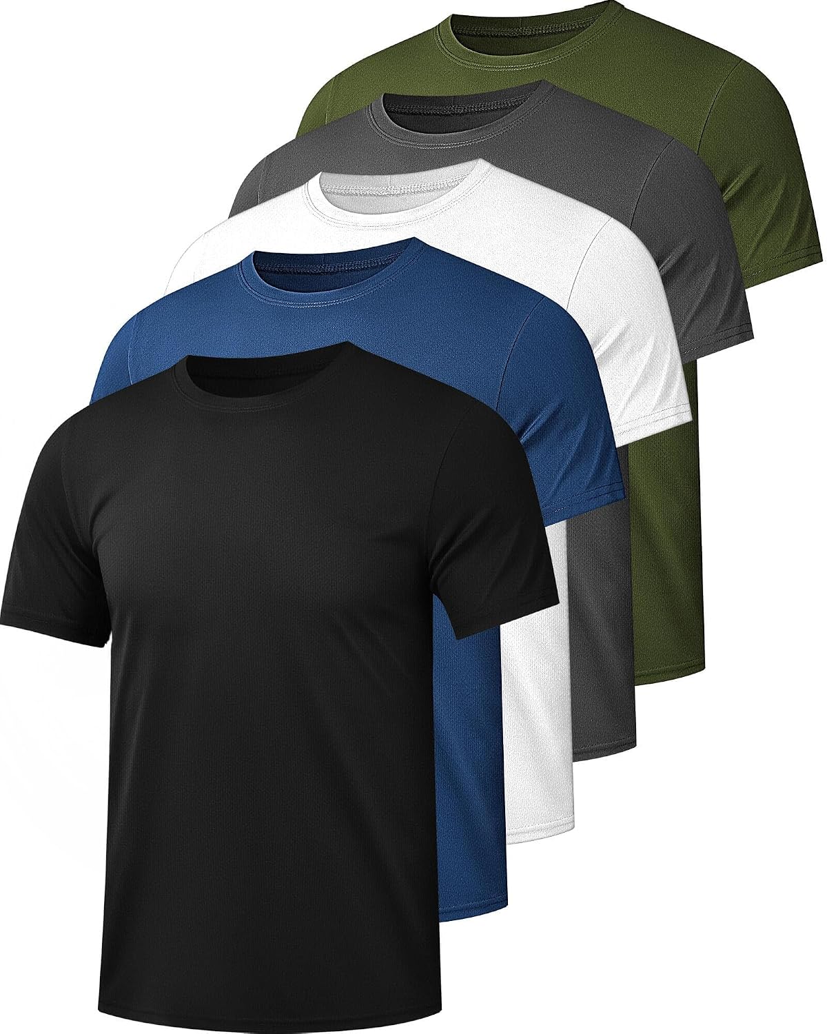 Kinglaman 1\/4\/5\/6 Pack Men's Workout Gym Dry Fit Short Sleeve T Shirts | Quick Dry Fabric, Breathable Mesh, Moisture Wicking, Athletic Regular Fit, for Training, Running, All Sports Activities