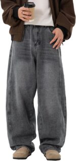 Men’s Baggy Wide Leg Jeans — Loose Fit Washed Denim