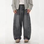 Men’s Baggy Wide Leg Jeans — Loose Fit Washed Denim