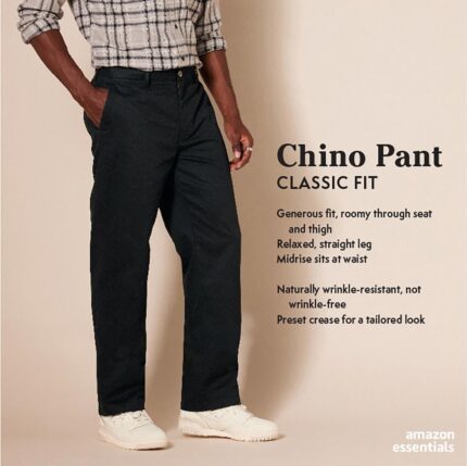 Men’s Classic Fit Wrinkle Resistant Stretch Chino Trousers