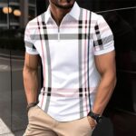 Men’s Colour Block Polo Shirt — Slim Fit with Chest Pocket