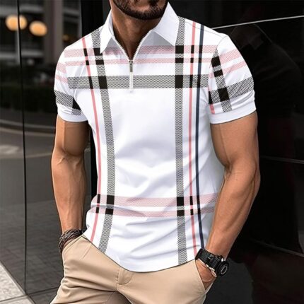 Men’s Colour Block Polo Shirt — Slim Fit with Chest Pocket