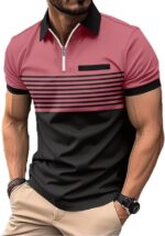 Men’s Colour Block Polo Shirt — Slim Fit with Chest Pocket