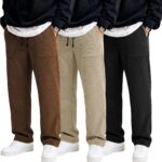 Men’s Corduroy Casual Trousers — Pack of 3, Elastic Waist Wide Leg