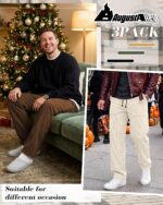 Men’s Corduroy Casual Trousers — Pack of 3, Elastic Waist Wide Leg