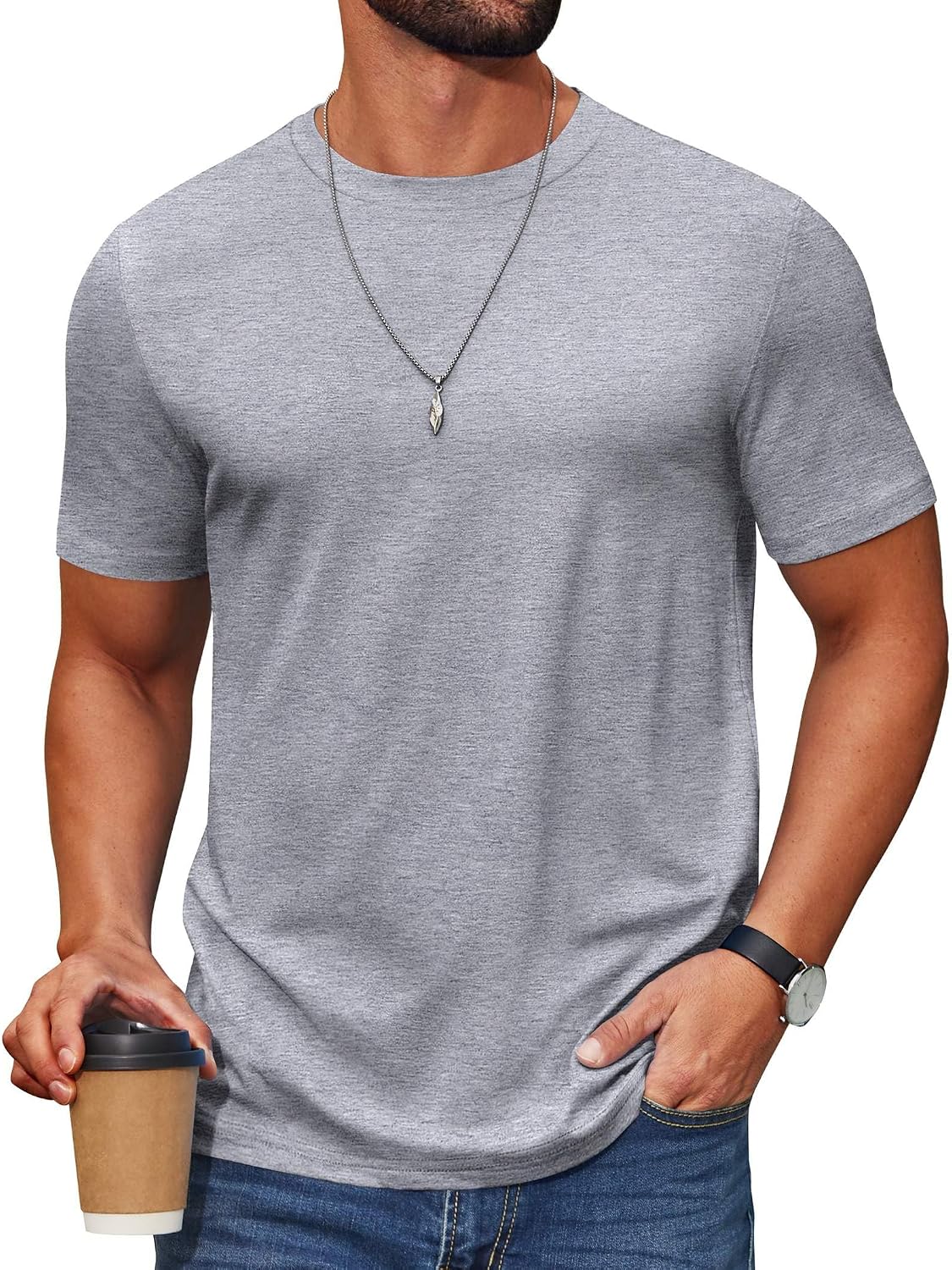 Men’s Cotton Blend Crew Neck T-Shirt — Basic Summer Tee Men’s Cotton Blend Crew Neck T-Shirt — Basic Summer Tee
