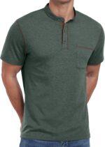 Men’s Cotton Henley Short Sleeve Shirt with Chest Pocket