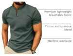 Men’s Cotton Henley Short Sleeve Shirt with Chest Pocket