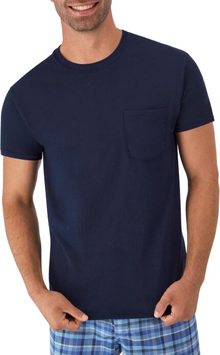 Men’s Cotton Pocket T-Shirt Undershirts — Pack of 6