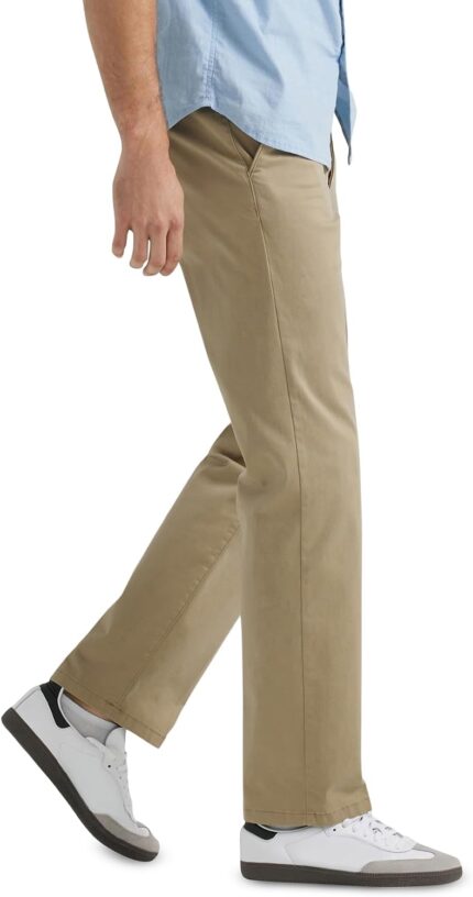 Men’s Flat Front Straight Leg Trousers — Regular Fit with Stretch