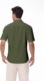 Men’s Linen Blend Short Sleeve Shirt — Regular Fit, Camp Collar