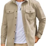 Men’s Long Sleeve Work Shirt with Flap Chest Pockets