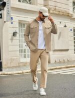 Men’s Long Sleeve Work Shirt with Flap Chest Pockets