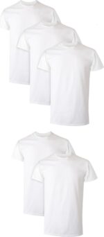 Men’s Moisture Wicking Crewneck Undershirts — Pack of 5, White