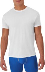 Men’s Moisture Wicking Crewneck Undershirts — Pack of 5, White