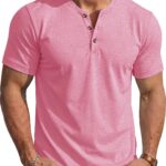 Men’s Moisture Wicking Henley Short Sleeve Shirt — Lightweight Cotton Blend