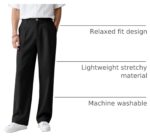 Men’s Pleated Wide Leg Slacks with Belt Loops — Stretch Waist