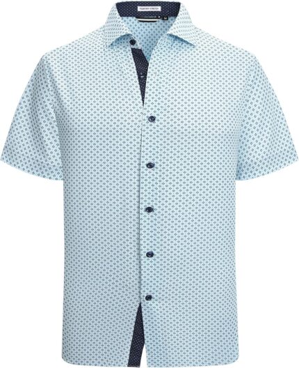 Men's Printed Dress Shirt — Button Down, Four-Way Stretch Weave