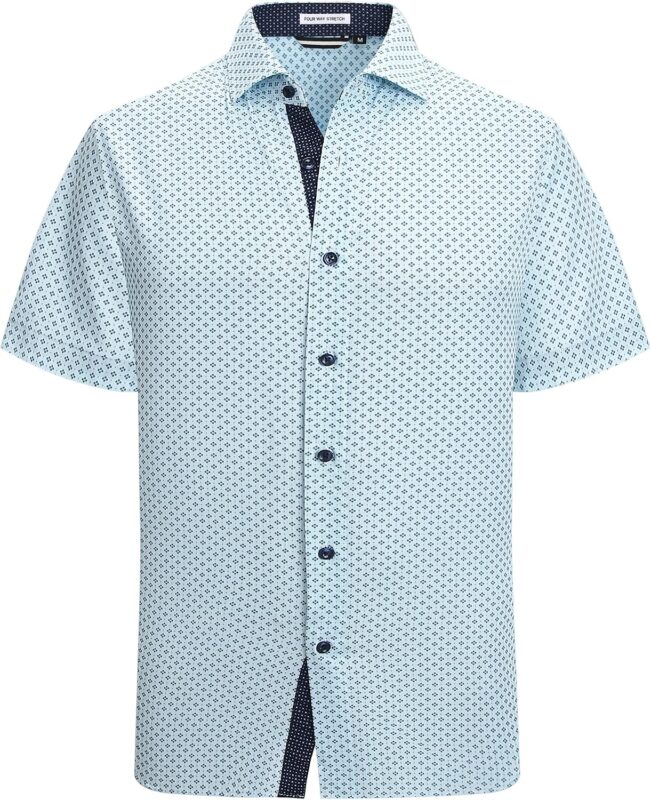 Men's Printed Dress Shirt — Button Down, Four-Way Stretch Weave
