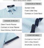 Men’s Printed Dress Shirt — Button Down, Four-Way Stretch Weave