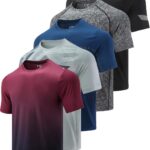 Men’s Quick Dry Crew Neck T-Shirts — Pack of 5, Athletic Fit