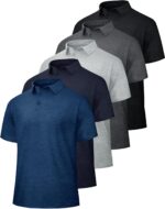 Men’s Quick Dry Polo Shirts — Pack of 5, Short Sleeve Performance Knit