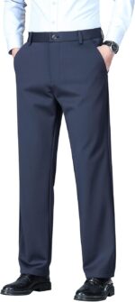 Men’s Regular Fit Flat Front Dress Trousers — Stretch, Wrinkle Free
