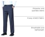 Men’s Regular Fit Flat Front Dress Trousers — Stretch, Wrinkle Free