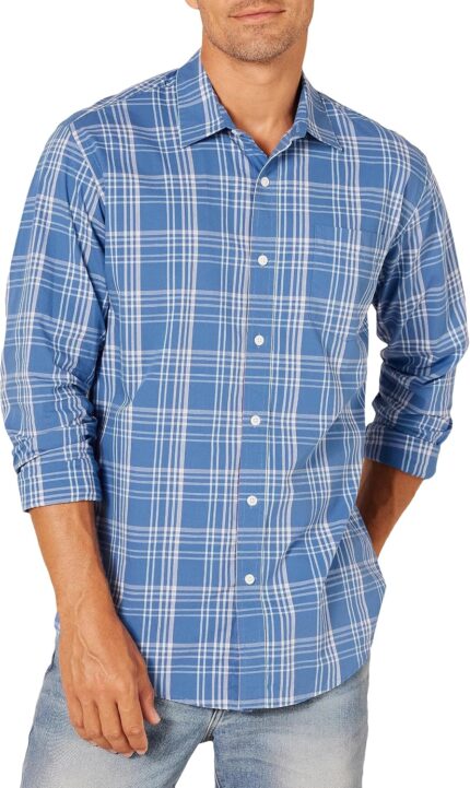 Men's Regular Fit Long Sleeve Poplin Shirt — Business Casual