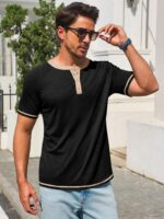 Men’s Short Sleeve Henley T-Shirt — Lightweight Vintage Wash
