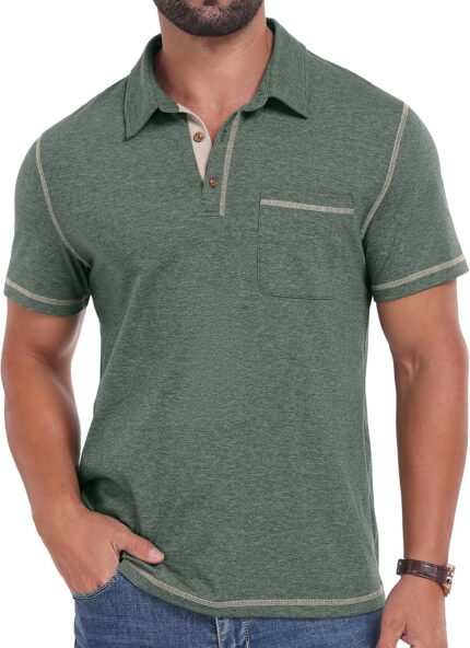 Men's Short Sleeve Polo Shirt with Chest Pocket — Classic Collar