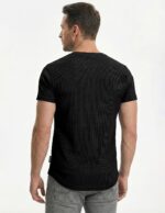 Men’s Slim Fit Longline Henley T-Shirt — Crewneck with Button Placket