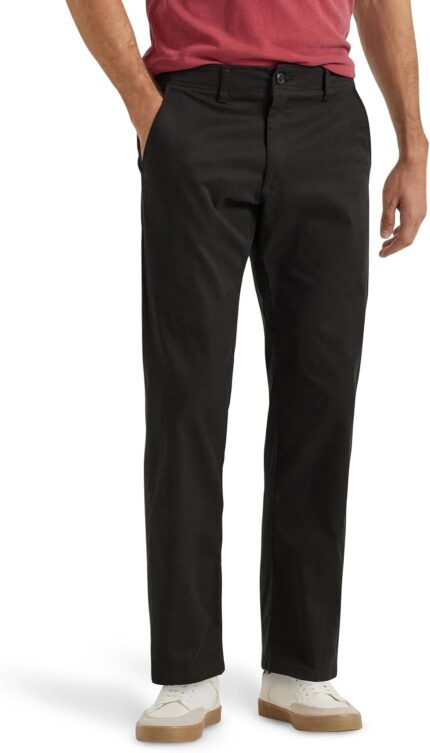 Men's Straight Leg Work Trousers — Regular Fit, Flat Front Stretch