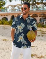 Men’s Tropical Print Short Sleeve Shirt — Button Down Summer Shirt