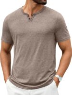 Men’s V Neck Short Sleeve T-Shirt — Soft Notch Neck, Plain