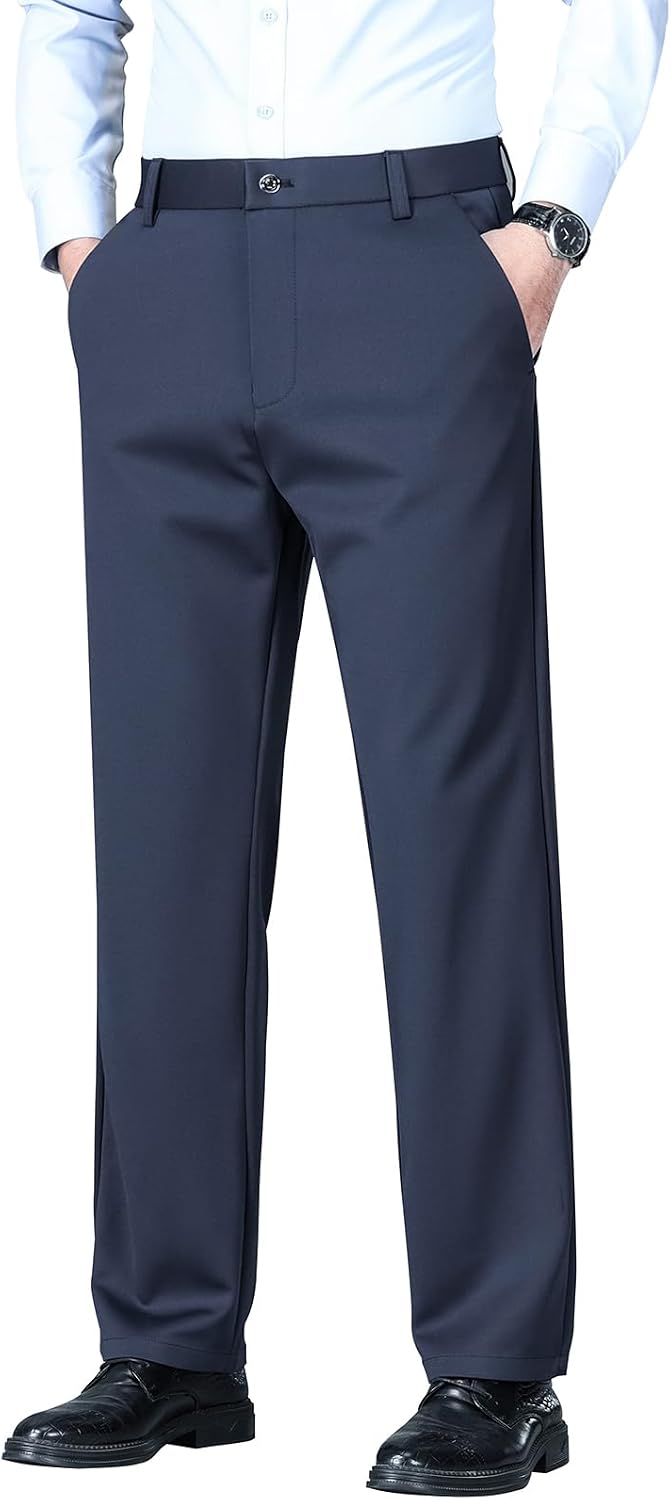 Mylldey Men's Regular Fit Dress Pants Flat Front Mens Wrinkle Free Pants | Casual Business Stretch Pants for Men