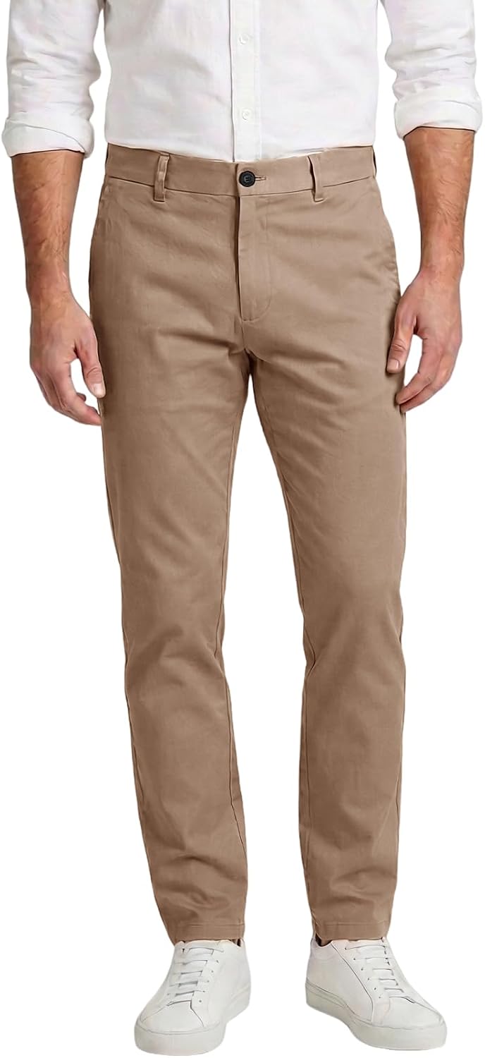 Plaid&Plain Men\u2019s Slim Fit Khaki Pants Men\u2019s Tapered Chino Pants